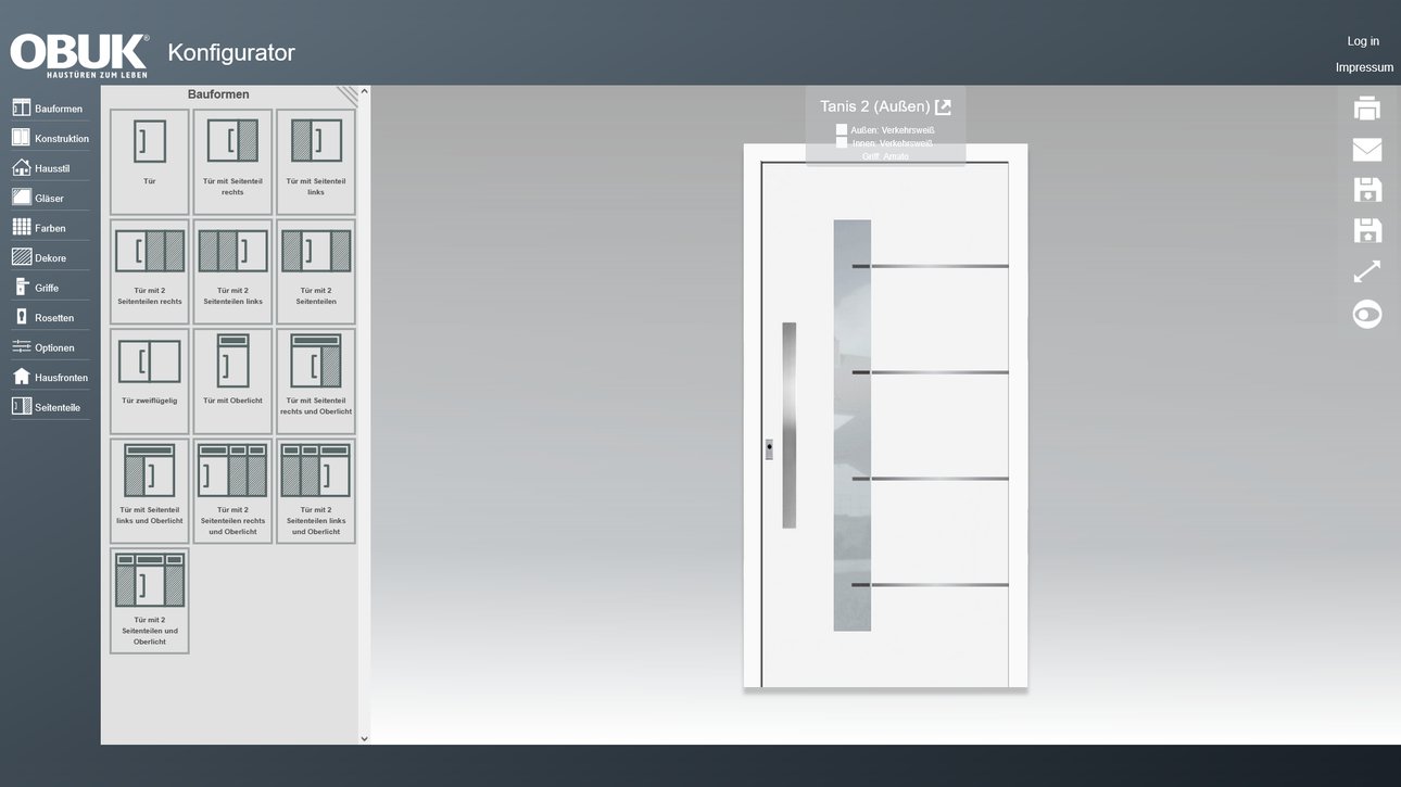 OBUK Haustüren-Konfigurator / Bildquelle: OBUK Haustürfüllungen GmbH & Co. KG